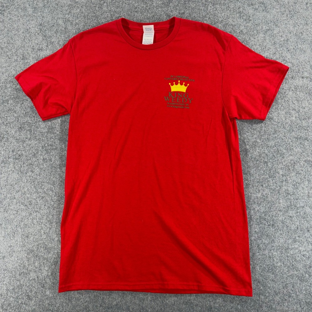 King Weedy Cannabis Collective Red Graphic T-Shirt Mens Medium THC Molecule DC